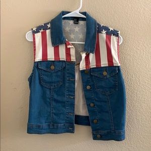 american flag jean vest